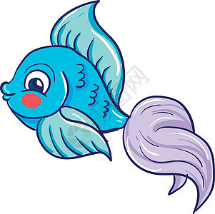 漂亮的蓝色卡通漫画鱼类矢量或颜色插图海洋气泡尾巴薰衣草池塘红色波纹绘画游泳飞溅图片