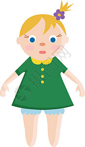 穿着绿色连衣裙矢量或彩色插图的婴儿图片