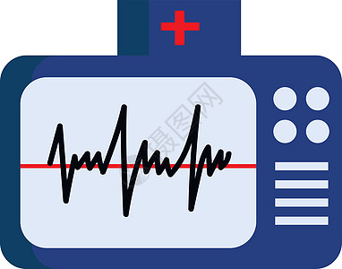 使用普通 ECG 矢量或有色病的蓝色心电图图片