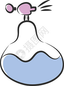 带雾化器的经典香水瓶玻璃香水瓶奢华产品草图化妆品绘画香气喷雾器蓝色香水水彩图片