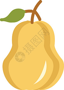 黄色卡通果梨果 含绿叶矢量或碳图片