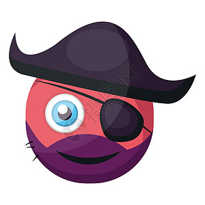 带眼罩和海盗帽矢量 il 的海盗粉色圆形表情符号图片