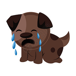 白色背景上的棕色悲伤狗哭矢量图图片