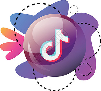 圆形TikTok App 徽标泡沫 有紫粉色和蓝色图形图片