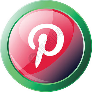 Pinterest 徽标按钮 带有围绕矢量 ico 的绿色圆圈图片