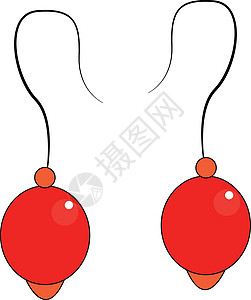 白色背景上的红色耳环插图矢量图片