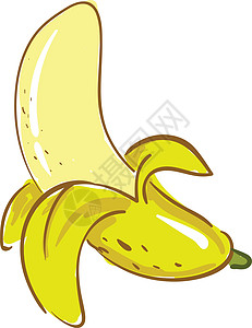 一种健康的剥开的黄色香蕉矢量图或彩色插图图片