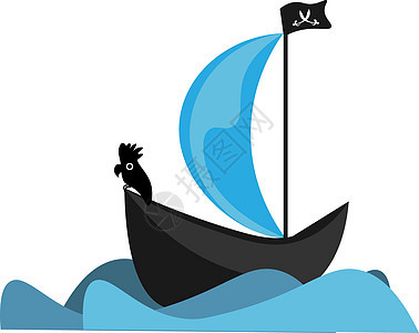黑色海盗船只矢量或颜色插图图片