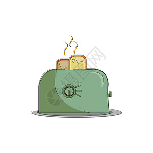 绿色烤面包机矢量或颜色插图图片