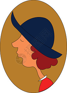一个穿着蓝色暑假帽子的女孩的肖像 超过棕色背景vi背景图片
