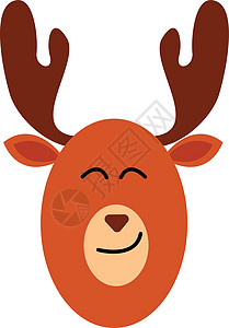 鹿矢量或彩色图案的表情符号驼鹿绘画卡通片鼻子鹿角微笑眼睛插图棕色三角形图片