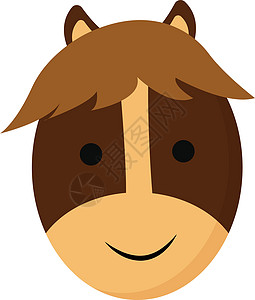 卡通笑脸的棕色马矢量或颜色插图i图片