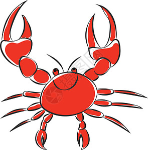 红蟹矢量或彩色插图的肖像触角展示红色卡通片照片眼睛绘画螃蟹图片