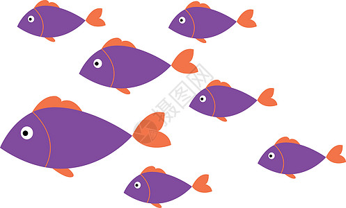 紫色鱼类矢量常规规律模式的最小绘制图图片