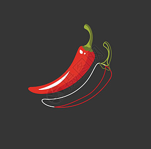 在黑暗背景矢量O上对红色热辣椒的肖像背景图片