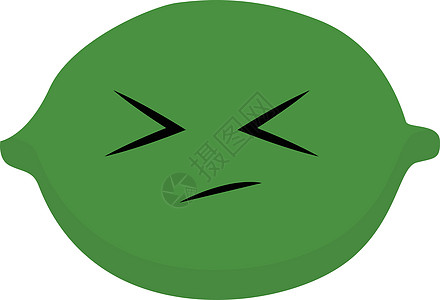 Emoji悲伤绿色石灰矢量或颜色图示图片