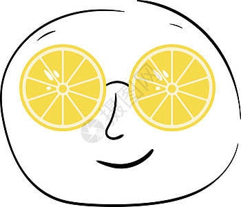 一个男人的卡通脸孔 眼睛矢量或科洛上方有切片柠檬的男人图片