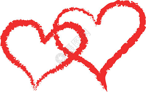 两个情人节红色羽毛红心矢量或颜色插图图片