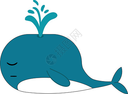 蓝色睡鲸矢量或彩色插图的剪贴画图片