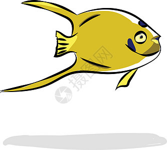 黄色鱼类矢量或彩色插图的油漆背景图片