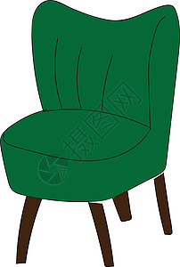 白色背面带黑色腿的绿色扶椅和黑色双腿插图矢量图片