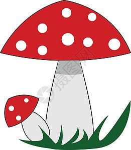 带白色圆点的红色蘑菇插图矢量图片
