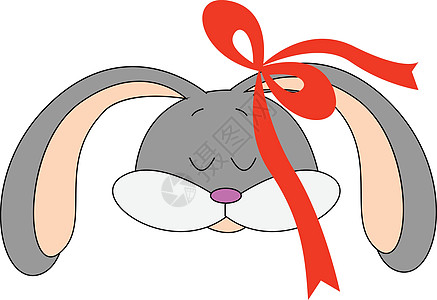 灰色女孩兔子 红头白领弓箭头插图矢量图片