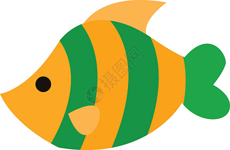 以两条绿带作为规模的美丽黄鱼的剪贴板图片