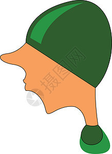 戴绿色帽子的男性 遮盖着他的眼睛插图矢量图片