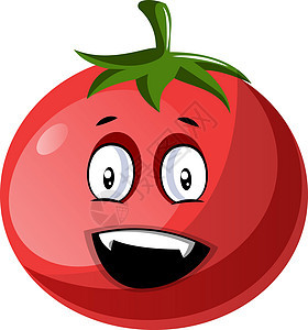 红番茄 白色面包上看起来非常快乐的插图矢量图片