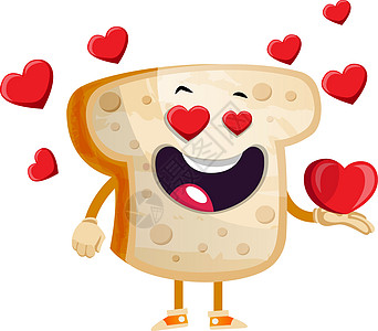白色背景的爱情插图矢量中的面包图片