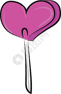 心形棒棒糖粉红色心形矢量或彩色图案中的糖果插画