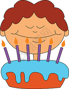 生日蛋糕 矢量或颜色插图微笑蛋糕蜡烛生日蛋糕奶油装饰小雨甜点绘画庆典背景图片