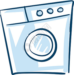 全自动滚筒洗衣机的草图 i器具家庭白色绘画插图电气机器洗衣店技术蓝色图片