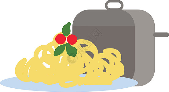 白背上的意大利面手绘设计插画矢量午餐餐厅漫画插图卡通片营养线条食物标识厨房图片