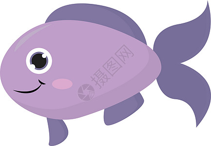 微笑的鱼/卡通紫色鱼 矢量或颜色i图片