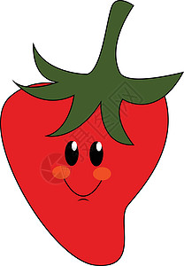 微笑的红色草莓 矢量或颜色插图的伊莫吉(Emoji)图片