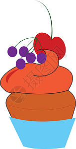 浆果蛋糕矢量或彩色插图图片