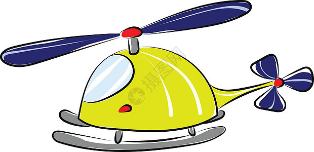 卡通直升机 矢量或彩色示意图背景图片