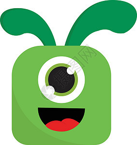 绿色怪物 有一只眼睛 矢量或颜色说明背景图片