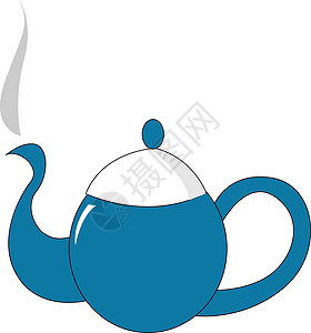 蓝色茶壶/晚上零食时间 矢量或图片