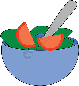 或彩色插图美食沙拉树叶食物饮食营养厨房红色叶子绘画图片