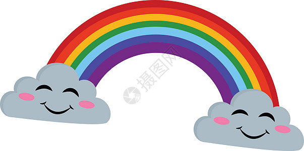 彩虹介于两个云层 向量或颜色插图之间图片