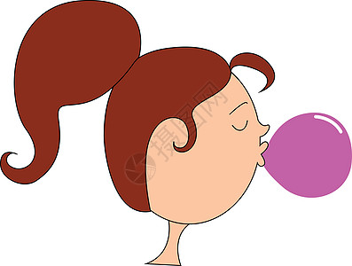 青少年拳击女孩嚼口香糖 矢量或颜色插图插画