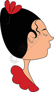 一个女人的彩色插图与红色或 colo背景图片