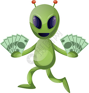外星人与白色背景上的商业生物财富投资现金飞碟现象账单金融动物图片
