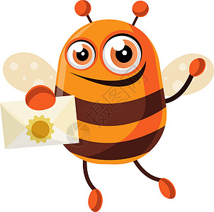 蜜蜂拿着一封信 插图 白后腹角的矢量图片