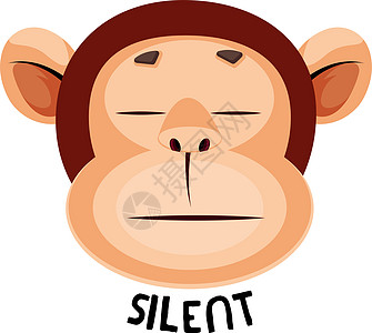 猴子是安静的 插图 向量 在白色背景标识灵长类动物园反应成人信号动物蓝色秘密大猩猩图片