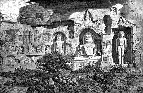 Ourwahi Adnath集团 Gwalior的Colossi 绘画E Therond a图片