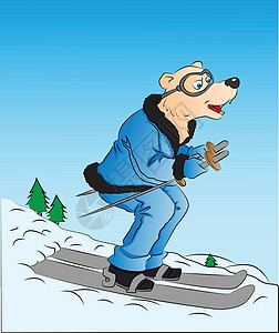 狗滑雪的矢量图片